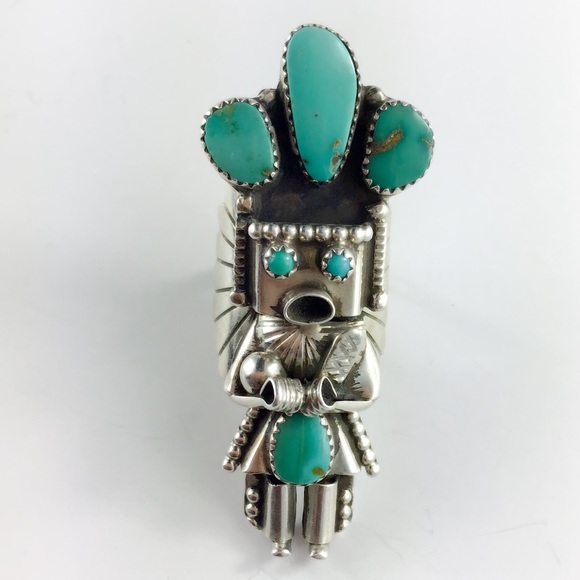 Jewelry - Navajo Sterling Silver Turquoise Kachina Ring